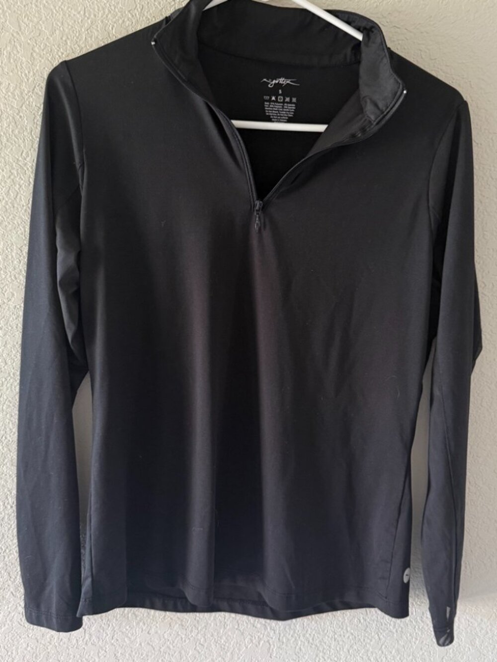 Gottex Black 1/4 Zip Long Sleeve Athletic Top Small